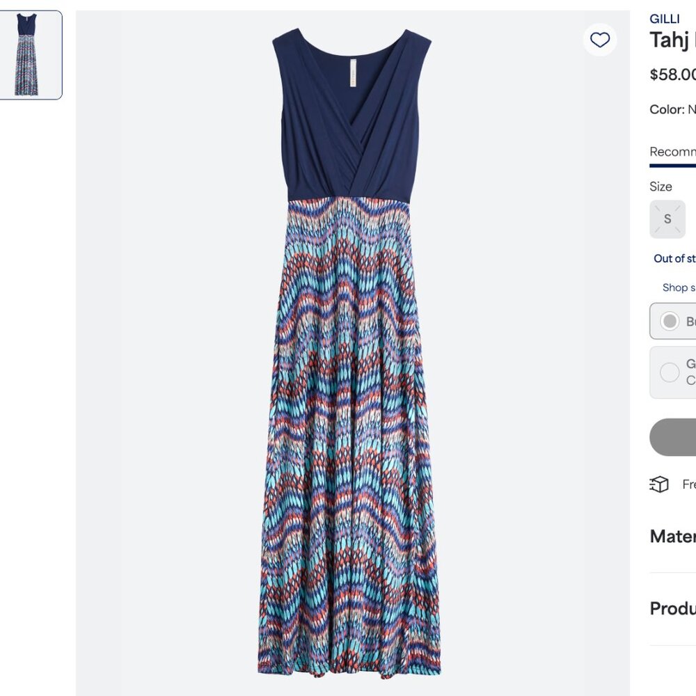 Gilli Tahj Maternity Knit Maxi Dress - Chevron Pattern - size S/M